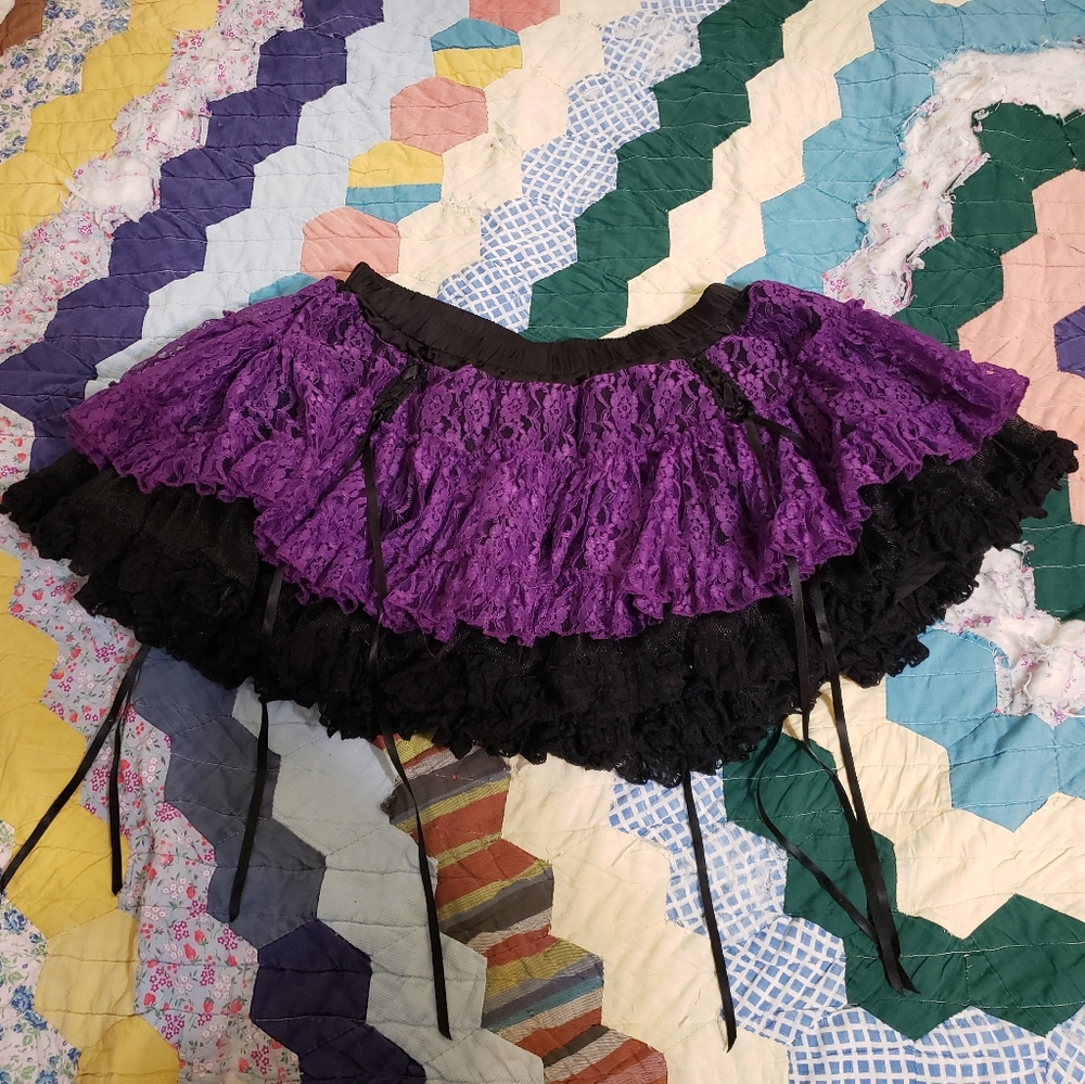 Black Purple Lace Tulle Tripp NYC Skirt